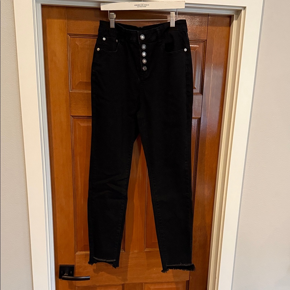 Black High-Waisted Button-Fly Jeans